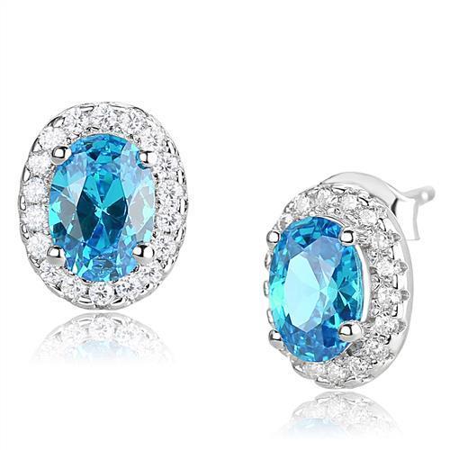 3W1369 - Rhodium 925 Sterling Silver Earrings with Synthetic Spinel in