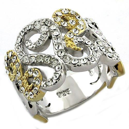 LOAS1019 - Gold+Rhodium 925 Sterling Silver Ring with Top Grade